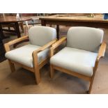 Pair of Mid Century upholstered low armchairs
