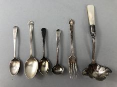 Collection of hallmarked Silver items to include spoons and a silver hallmarked ladle marked