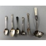 Collection of hallmarked Silver items to include spoons and a silver hallmarked ladle marked