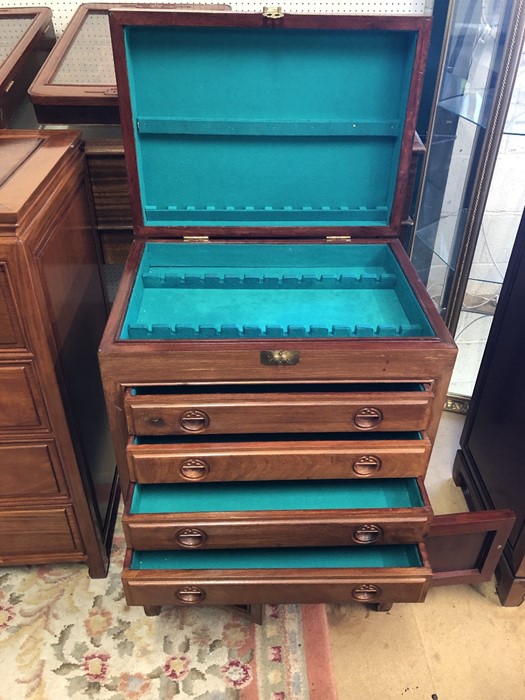 Imported Chinese rosewood cutlery stand, upper lid to cutlery compartment, four drawers and small - Image 4 of 4