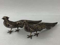 Pair of silver coloured ornamental Pheasants