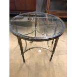 Brass Circular coffee table on fluted legs with glass top