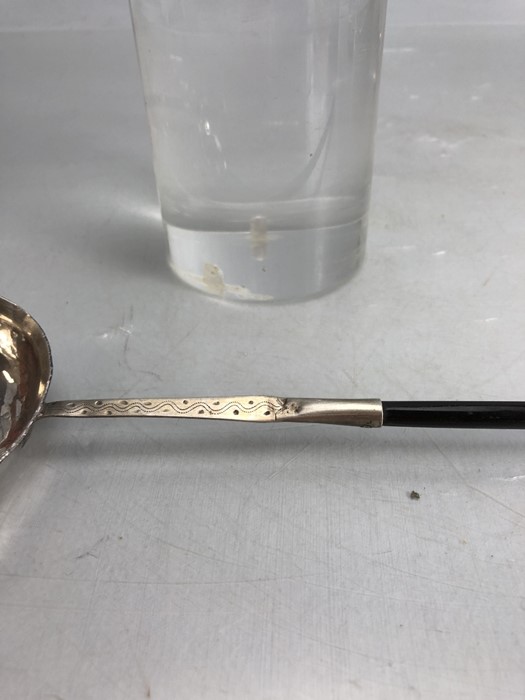 Georgian Silver toddy ladle with twisted handle and a George II coin inset to the bowl - Image 3 of 9