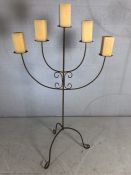 Tall candelabra, approx 134cm in height, with five rectangular candles