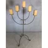 Tall candelabra, approx 134cm in height, with five rectangular candles