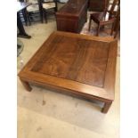Imported Chinese rosewood large (approx 122cm square) coffee table on square carved legs