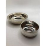 Two Silver hallmarked bowls the larger approx 12cm Diameter total weight 112g