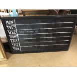 Large matt black framed chalk board, approx 160cm x 100cm