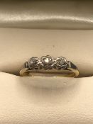 18ct Gold and Platinum three stone diamond ring size 'M'