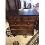 Stained chest of two drawers over three under with turned handles (A/F)