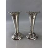 Pair of Victorian Hallmarked silver vases Sheffield 1896 by Fenton Brothers Ltd approx 235g