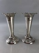 Pair of Victorian Hallmarked silver vases Sheffield 1896 by Fenton Brothers Ltd approx 235g