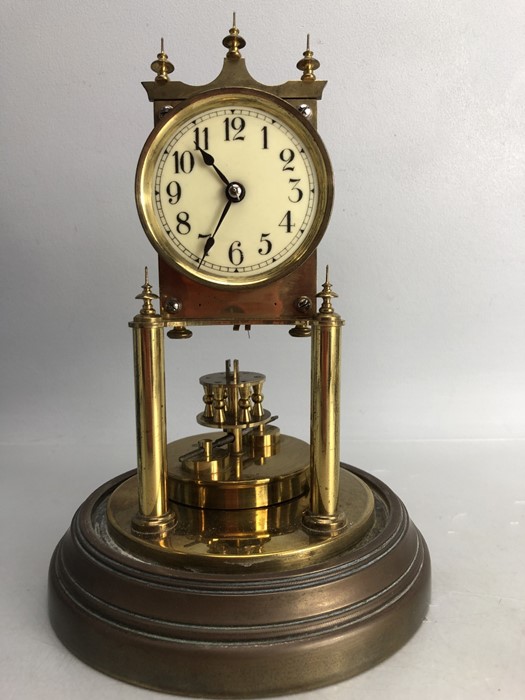 A brass 400-day clock, marked BHA, under glass dome, 29cm high overall - Image 2 of 7