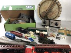 Collection of Model railway HO/ OO Triang and train accessories to include locomotives, carriages,