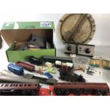 Collection of Model railway HO/ OO Triang and train accessories to include locomotives, carriages,