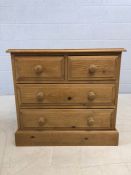 Small pine chest of four drawers, approx 75cm x 45cm x 70cm tall