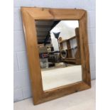 Large rustic pine framed mirror, approx 107cm x 81cm