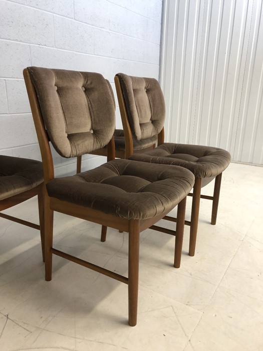 Set of four Mid Century teak chairs with padded seats and backs - Image 3 of 5