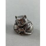 Silver cat pincushion