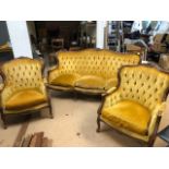 Victorian Style Salon Suite comprising two Chairs and a three seater settee