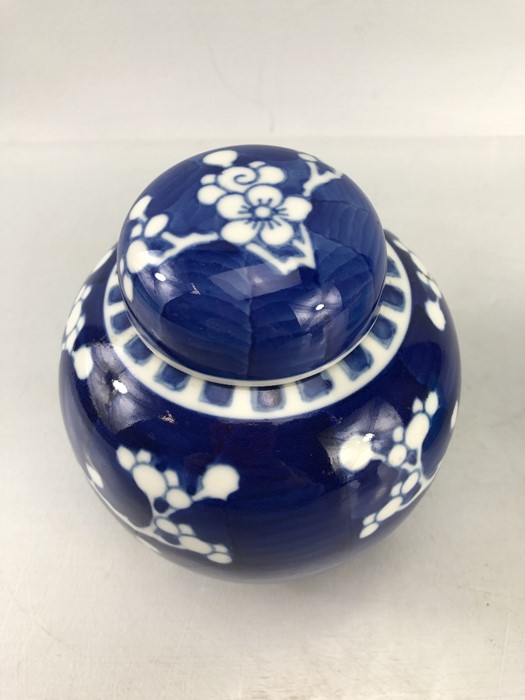 Chinese Blue and White Ginger Jar with concentric circles to base - Image 3 of 6