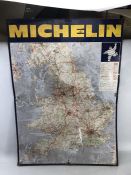 Tin Plate sign for Michelin Road Atlas of England approx 62 x 87cm (note: pre M25!!)