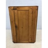 Antique pine hanging corner cupboard, approx 101cm tall