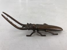 Small bronze study of a stag beetle, approx 12cm in length