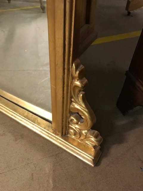 Large gilt framed over mantle mirror, approx 139cm wide at base x 106 tall at centre - Image 3 of 5