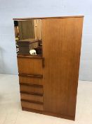 Mid Century wardrobe by Avalon with four drawers, drop down cupboard and hanging space, approx