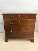 Antique chest of four drawers with original fittings Approx 94cm x 50cm x 89cm tall