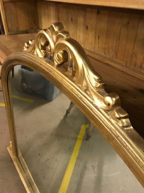 Large gilt framed over mantle mirror, approx 139cm wide at base x 106 tall at centre - Image 2 of 5