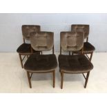 Set of four Mid Century teak chairs with padded seats and backs