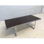 1960s rosewood veneer and chrome coffee table by Howard Miller for Mda, approx 100cm x 48cm x 35cm