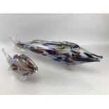 Two Murano glass fish, the largest approx 54cm in length