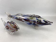 Two Murano glass fish, the largest approx 54cm in length