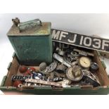 Motoring: Collection of various vintage car badges and emblems plus vintage Smith's dashboard