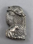 Silver plated owl vesta case