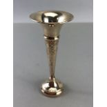 Birmingham hallmarked silver posy vase by maker F H Adams & Holman height 10.5cm