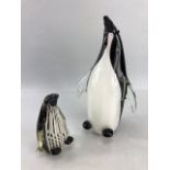 Murano Sommerso large glass penguin, approx 22cm in height along with a Murano Dion Martens small