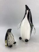 Murano Sommerso large glass penguin, approx 22cm in height along with a Murano Dion Martens small