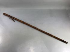 Cane walking stick with horn tip and rose gold top bearing the inscription 'Foy est Tout, the