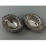 Pair of Hallmarked Birmingham Silver pierced bob bon dishes (approx 83g & 13cm long)