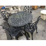Aluminium Lightweight Bistro style garden table and four chairs
