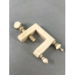 19th Century ivory sewing clamp, approx 17.5cm in length