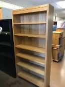 Modern tall bookcase with six shelves, approx 90cm x 28cm x 182cm tall