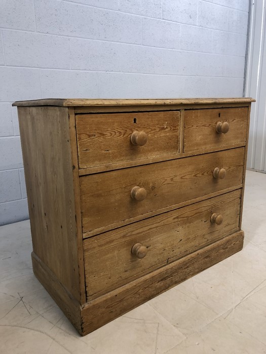 Antique pine chest of four drawers, approx 104cm x 54cm x 83cm tall - Image 3 of 8