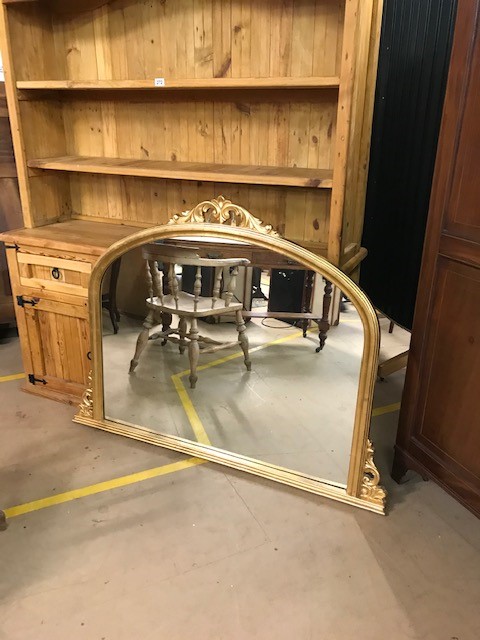 Large gilt framed over mantle mirror, approx 139cm wide at base x 106 tall at centre - Image 4 of 5
