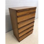 Mid Century Avalon chest of six drawers, approx 62cm x 45cm x 97cm tall