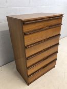 Mid Century Avalon chest of six drawers, approx 62cm x 45cm x 97cm tall